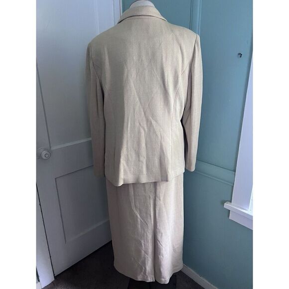 Liorah Womens 18W Champagne Gold Midi Skirt Beaded Jacket Embellished Church - Picture 7 of 12